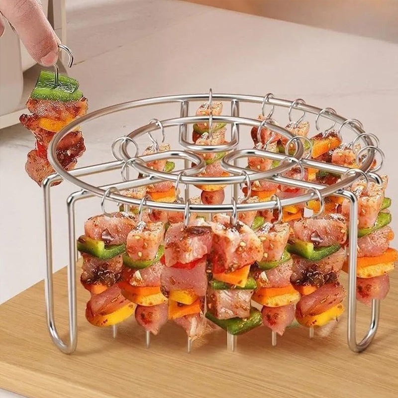 🔥 Air Fryer nyársatartó – rozsdamentes acélból készült függőleges kebab-tartó légsütőkhöz, sütőkhöz és házi készítésű barbecue-falatokhoz🍢
