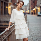 🎁 Elegáns, réteges, fodros ujjú női ruha – Könnyed stílus minden alkalomra 💃