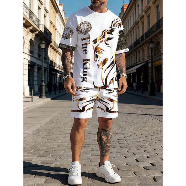 👕🏖️ Férfi 2 részes szett: laza felső és rövidnadrág ☁️