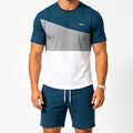👕🎨 Férfi színátmenetes póló és rövidnadrág szett –🏖️ Stílusos nyári viselet, amellyel azonnal feltűnő leszel 🌬️