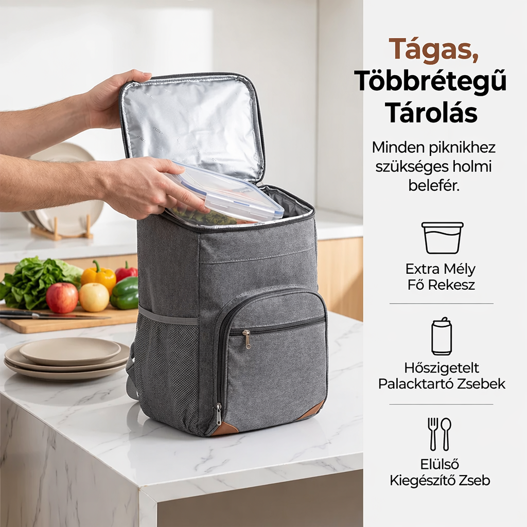 🎒✨ Szivárgásmentes, hőszigetelő termosz hátizsák piknikezéshez 🛡️
