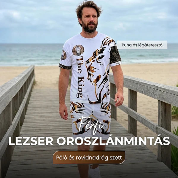 👕🏖️ Férfi 2 részes szett: laza felső és rövidnadrág ☁️