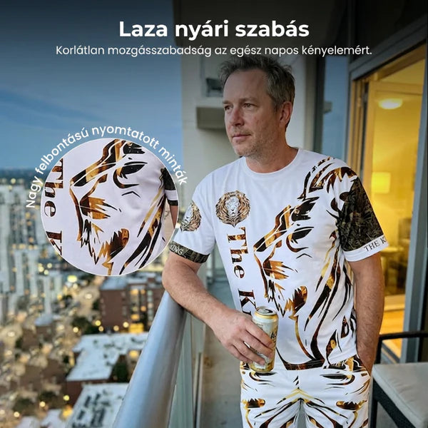 👕🏖️ Férfi 2 részes szett: laza felső és rövidnadrág ☁️