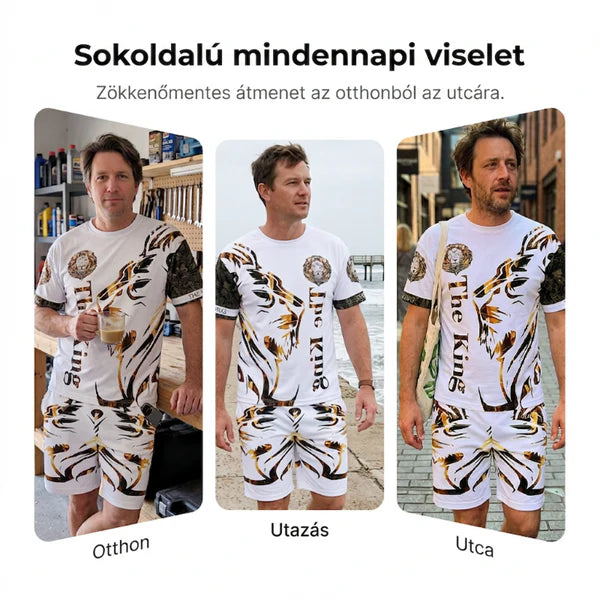 👕🏖️ Férfi 2 részes szett: laza felső és rövidnadrág ☁️